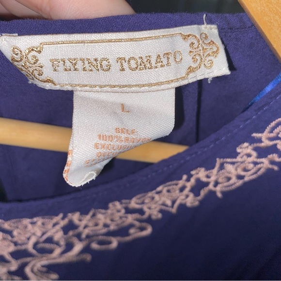 Flying Tomato Navy Embroidered Wide Sleeve Dress - Picture 6 of 6